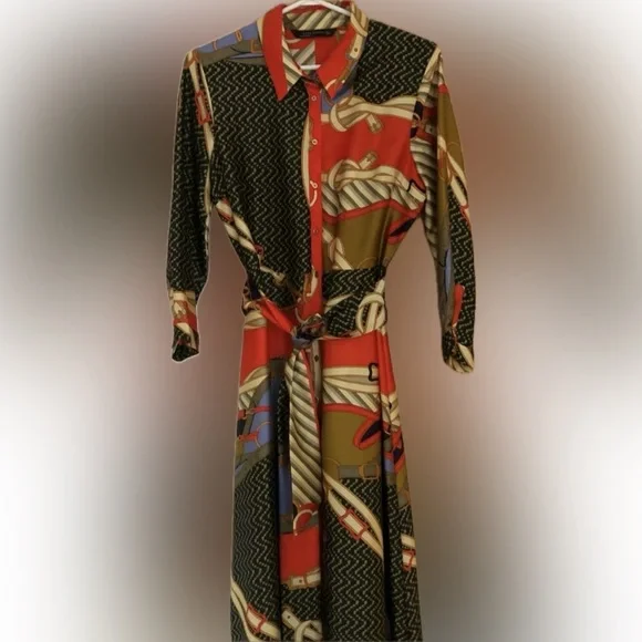 Zara scarf chain print dress. Size L - Picture 4 of 8